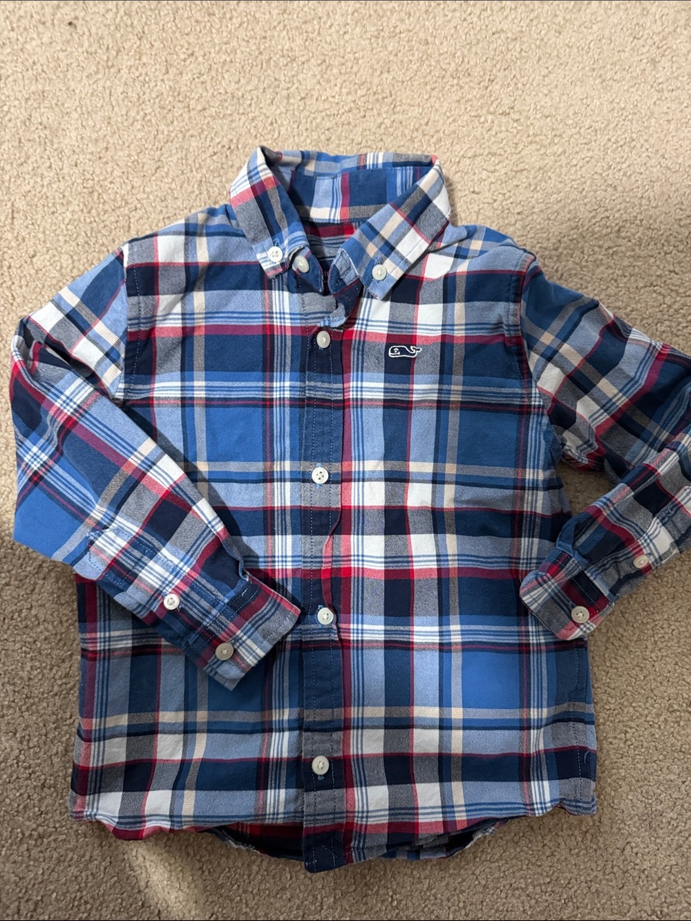 Vineyard Vines Boys' Navy Blue & Red Plaid Button-Down Shirt